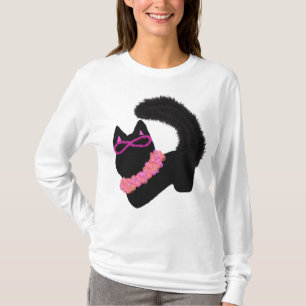 Rosa Halloween svart kattdräkt T Shirt