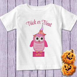 Rosa Halloween Uggla Baby T-Shirt