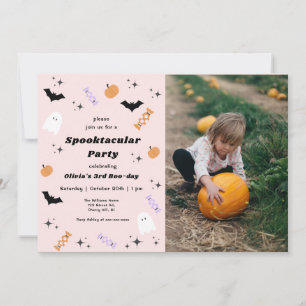 Rosa Halloween, valfritt årligt Spooktaculärt föde Inbjudningar