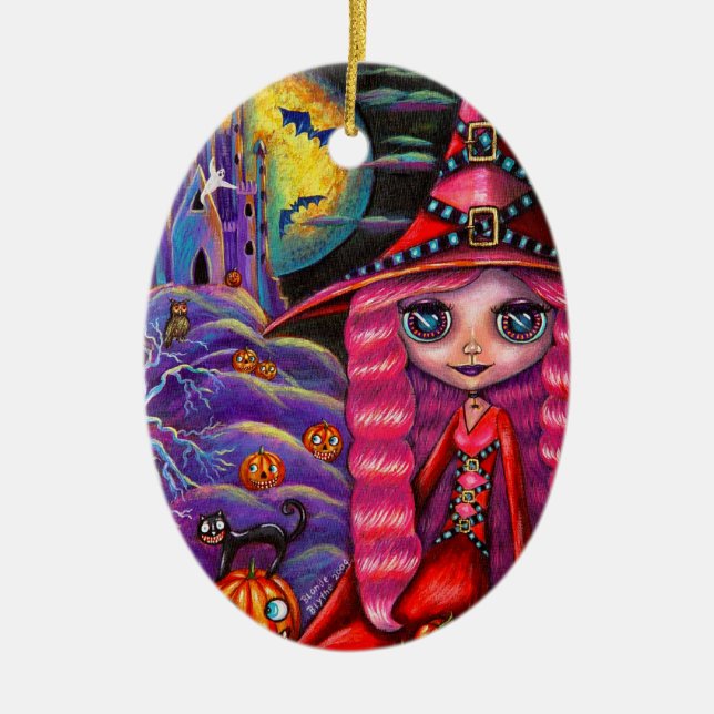 Rosa Halloween Witch Ornament (Framsidan)