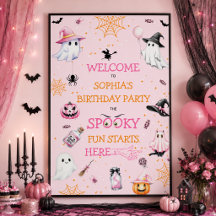 Rosa Halloweenfest välkomstskylt