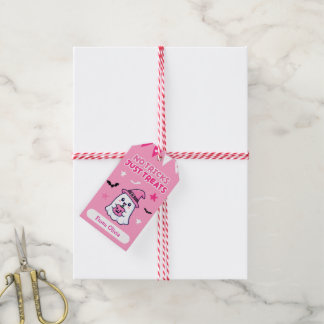 Rosa Halloweenpresenttaggar Presentetikett