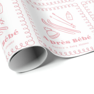 Rosa Hand-Drawn Après Bébé Baby Shower Presentpapper
