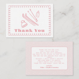 Rosa Hand-Drawn Après Bébé Baby Shower Tack Anteckningskort
