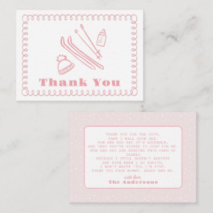 Rosa Hand-Drawn Après Bébé Baby Shower Tack Anteckningskort