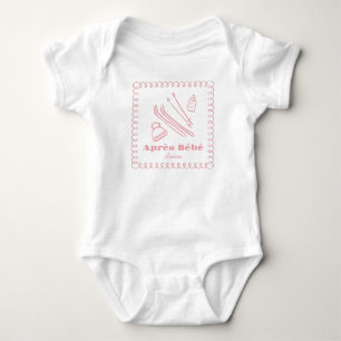 Rosa Hand-Drawn Après Bébé Girl Winter Ski T Shirt
