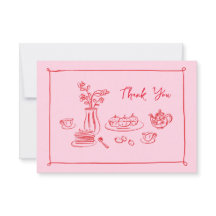 Rosa Hand Drawn Doodles Möhippa Brunch Tack