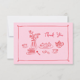 Rosa Hand Drawn Doodles Möhippa Brunch Tack Kort