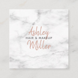  Rosa Hand Lettered Script Marble Salon Nagel Fyrkantigt Visitkort