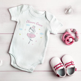 Rosa Hand målade Ballet Dancer Girl Bodykostym T Shirt