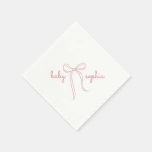 rosa Hand plockade Bow Girl Baby Shower Pappersservett