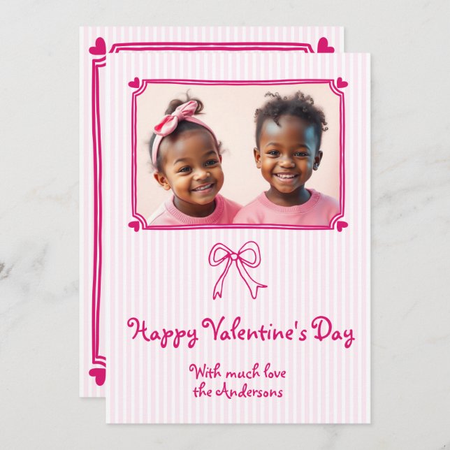 Rosa hand plockade bugar Alla hjärtans dagfoto Hel Julkort (Fram/baksida)