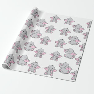 Rosa Hand plockade Elephant Mönster Elephant Teckn Presentpapper