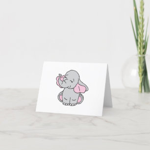 Rosa Hand plockade Elephant Mönster Elephant Teckn Tack Kort