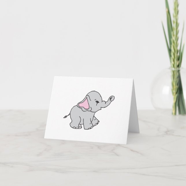 Rosa Hand plockade Elephant Mönster Elephant Teckn Tack Kort (Framsida)