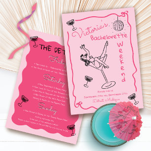 Rosa Hand plockade Funky Bachelorette Helg Inbjudningar