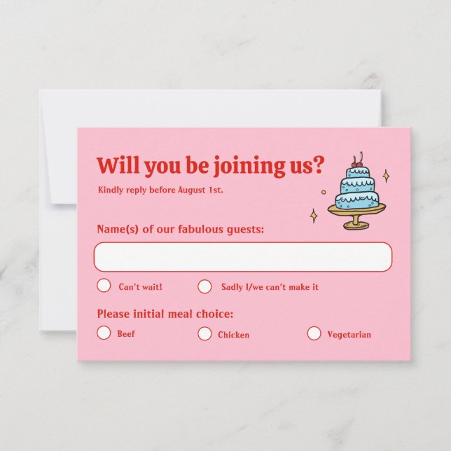 Rosa Hand plockade Funky Skrivna Bröllop OSA Kort (Framsida)