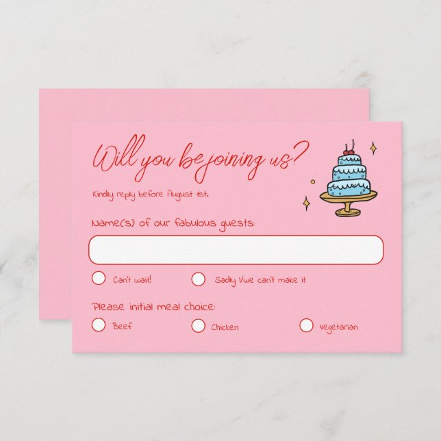 Rosa Hand plockade Funky Skrivna Bröllop OSA Kort (Fram/baksida)