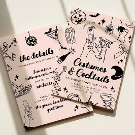 Rosa Hand plockade Halloween Costume Party-inbjuda Inbjudningar