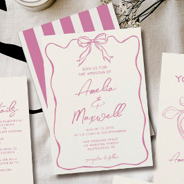 Rosa Handdraget Coquette Trendig Romantic Bröllop Inbjudningar