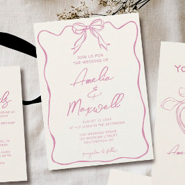 Rosa Handdraget Coquette Trendig Romantic Bröllop Inbjudningar