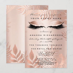 Rosa Handflatan EyesGlitter Copper 16:e Bride Inbjudningar