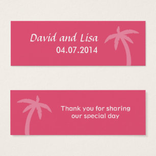 Rosa Handflatan Träd Tropical Beach Wedding Litet Visitkort
