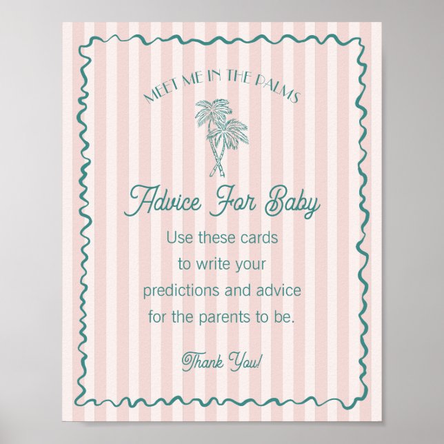 Rosa Handflatan Vår Pastel Beach Advice for Baby Poster (Framsidan)