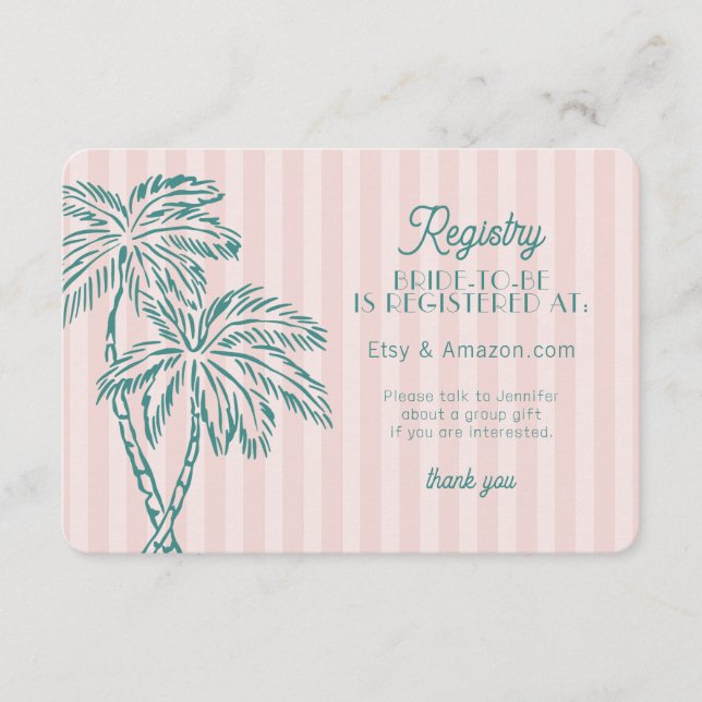 Rosa Handflatan Vår Pastel Beach-register Infoga Tilläggskort (Framsida)