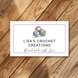 Rosa Handgjord med Kärlek Crochet Yarn Bollar Smal Visitkort