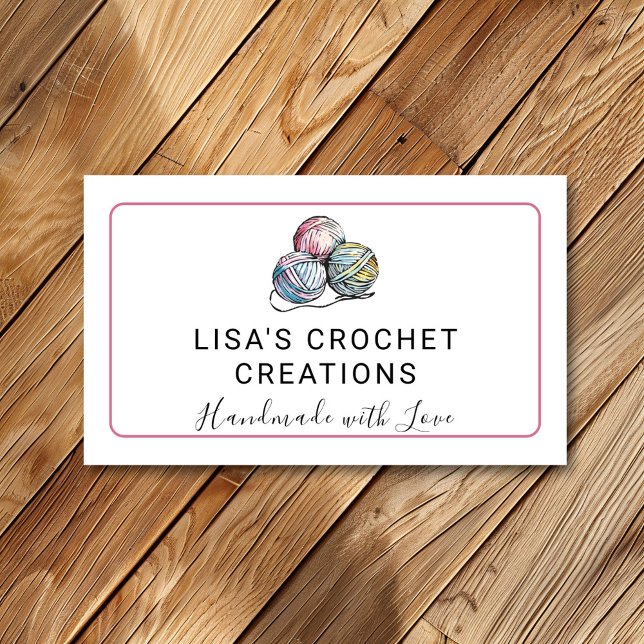 Rosa Handgjord med Kärlek Crochet Yarn Bollar Smal Visitkort (Skapare uppladdad)