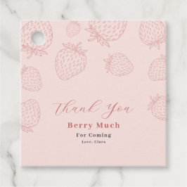 Rosa Handraw Strawberry Birthday Gåvor Etiketter