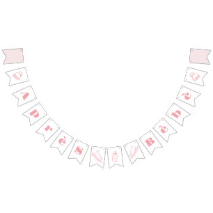 Rosa Handritad Après Bébé Flick Baby Shower Vimplar