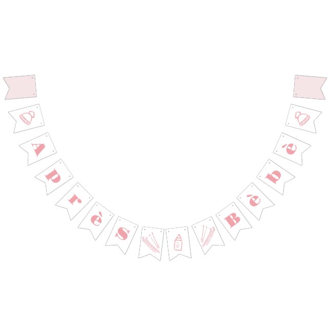 Rosa Handritad Après Bébé Flick Baby Shower Vimplar (Alla)