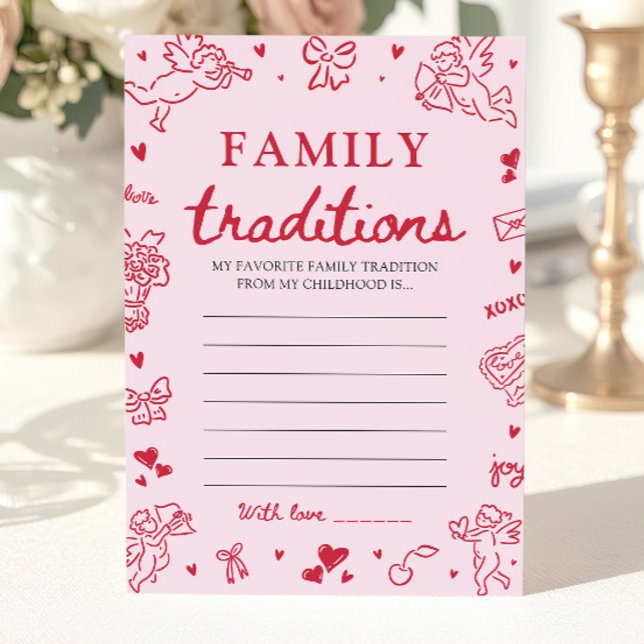 Rosa Handritad Baby Shower Familjetraditioner Spel Inbjudningar (Pink Hand Drawn Baby Shower Family Traditions Game )