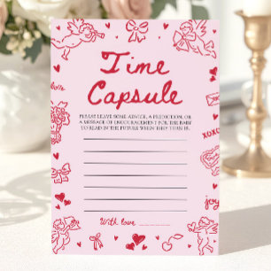 Rosa Handritad Baby Shower Tidskapsel spel Inbjudningar