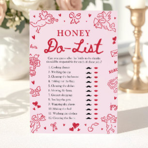 Rosa Handritad Honey Do List Bröllopsduschspel Inbjudningar