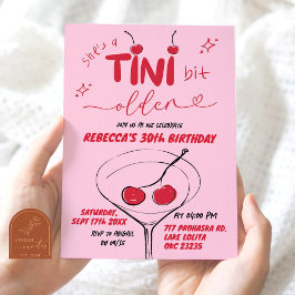 Rosa Handritad Körsbärs Martini Födelsedag Inbjudningar