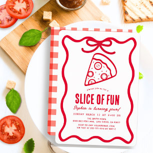 Rosa Handritad Pizzaslice Kul Födelsedagsinbjudan Inbjudningar