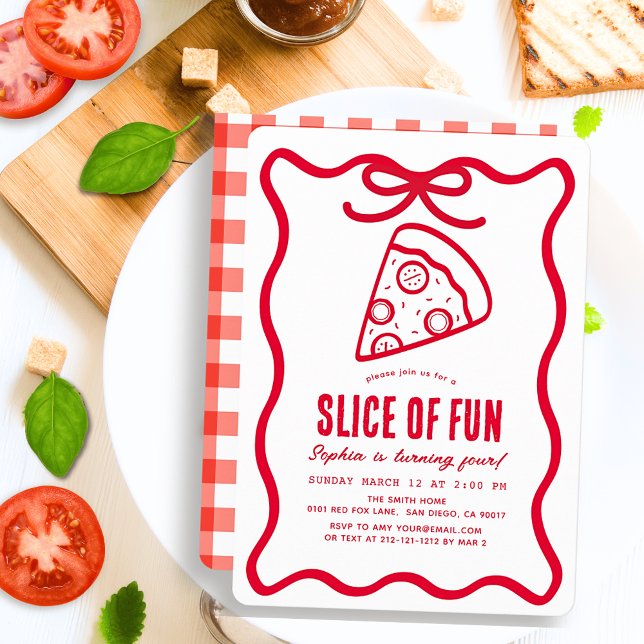 Rosa Handritad Pizzaslice Kul Födelsedagsinbjudan Inbjudningar (Skapare uppladdad)