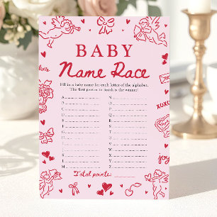 Rosa Handritat Babynamn Tävling Baby Shower Lek Inbjudningar