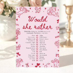 Rosa Handritat 'Would She Rather' Baby Shower-spel Inbjudningar