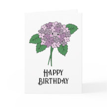 Rosa Handritet Kawaii Hortensia Födelsedags Kort