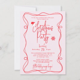 Rosa Handskriftlig inbjudan till julfest