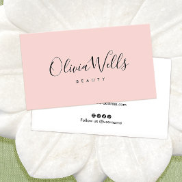  Rosa Handskriven Social Media-ikoner i  Visitkort