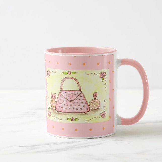 Rosa handväska parfymflaska kaffemugg (Höger)