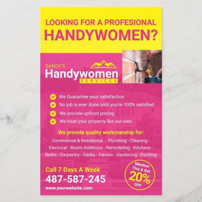 Rosa HandWomen Business Flyer - Hemarbete (Framsidan)