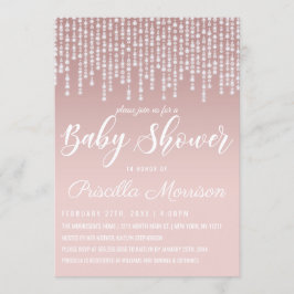 Rosa Hanging Diamond Ljus Baby Shower Inbjudningar