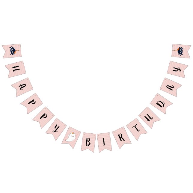 Rosa Happy halloween födelsedag Vimplar (Alla)