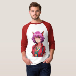 Rosa Hår Anime Rävhjältinna Fantasykonst T Shirt